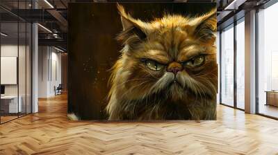 Grumpy Persian Cat Portrait - Digital Painting Wall mural