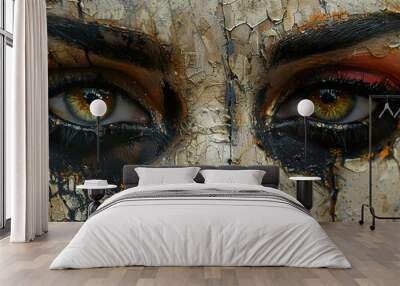 Intense Eyes: A Close-Up Portrait of Beauty and Mystery Wall mural