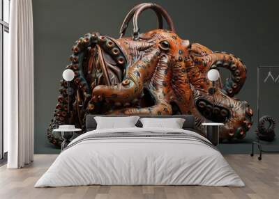 Leather Octopus Handbag: A Surreal and Stylish Design Wall mural