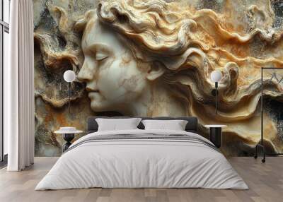 Marble Sculpture of a Woman's Face Wall mural