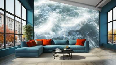 Ocean Waves Texture: Abstract Blue and White Water Surface Wall mural