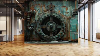 Rusty Industrial Machinery: A Close-Up View Wall mural