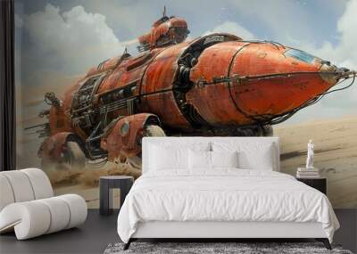 Steampunk Vehicle in a Desert Landscape Wall mural