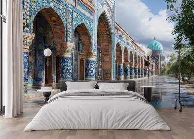 Stunning Architecture of a Mosque in Samarkand, Uzbekistan Wall mural