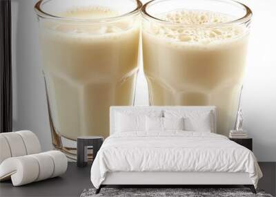 Two Glasses of Fresh Milk on White Background Wall mural