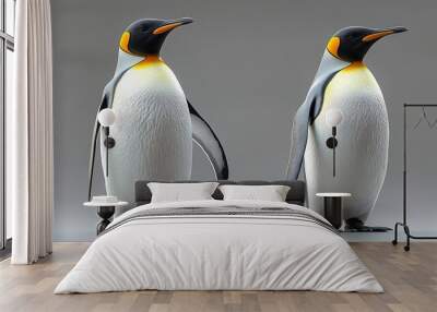 Two King Penguins Standing Side by Side: A Close Up Look at These Majestic Birds Wall mural