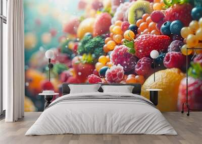 Vibrant Colors of Fresh Fruit: A Still Life Photography Wall mural