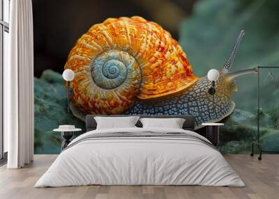 Vibrant Snail Shell Close-Up Photography Wall mural