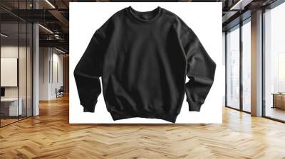 Man black blank sweatshirt mockup empty copy space, isolated on transparent background Wall mural