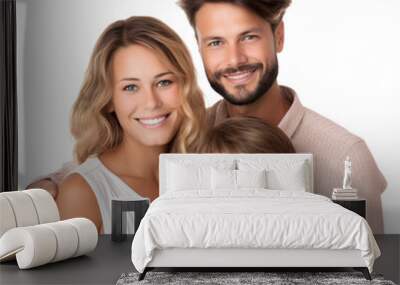 portrait of a happy family, father and mother with son, full of love and care, smiling together and  Wall mural