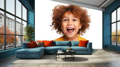 Portrait of a happy kid smiling and laughing, isolated on transparent background Wall mural