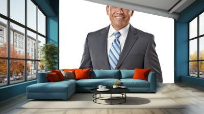 Smiling senior businessman in suit isolated on transparent background Wall mural