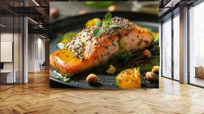 Chef's Special Salmon Creation with Chia and Nuts Wall mural