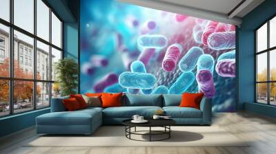 Close up of bacteria under microscope Wall mural