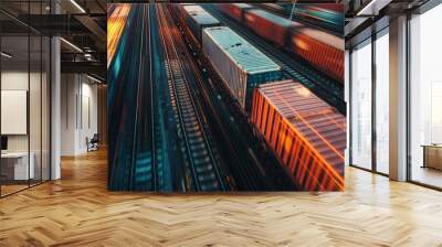 shipping container train Wall mural