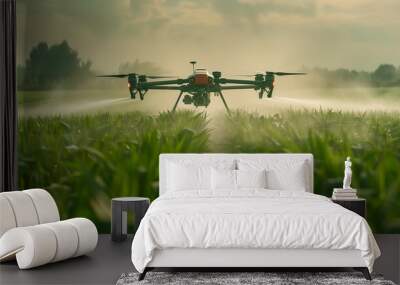 Using drones in agriculture to spray fields Wall mural