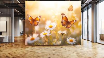 beautiful garden with butterfly Wall mural