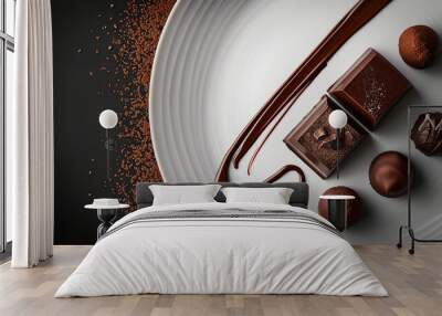 luxury chocolate in a plate, dessert,  food stylish Wall mural