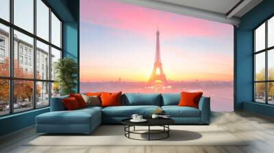 Eiffel Tower at sunrise with pastel skies Wall mural