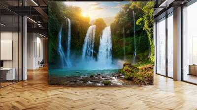 햇살아래 거대한 폭포. large waterfall under the sun Wall mural