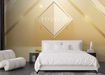 3d style podium gold luxury background, vector illustration for sale or online marketing. Wall mural