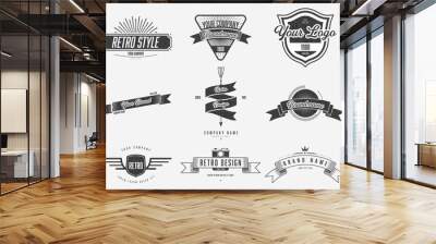 Set of retro banner or label and element. Wall mural