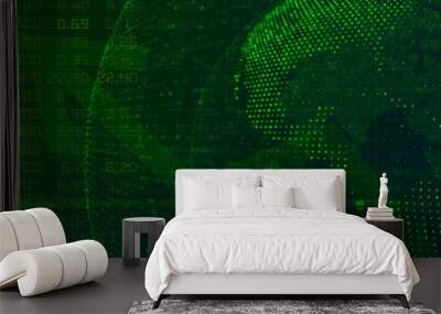 Digital Global Systems and Green arrow tending upward - Finance and Banking Concept  Wall mural