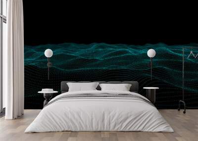 Futuristic Particles Wave Abstract Background - Creative Design Element.  Wall mural