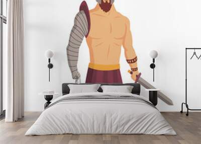 ancient rome gladiator. vector roman warrior character in armor with sword. flat illustration in car Wall mural