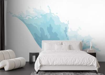 Water wave splash, dynamic motion element. Aqua liquid, hydration ad. Blue water wave swirl splash. Vector cartoon illustration Wall mural