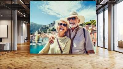 grandparents on summer holiday in a city Wall mural