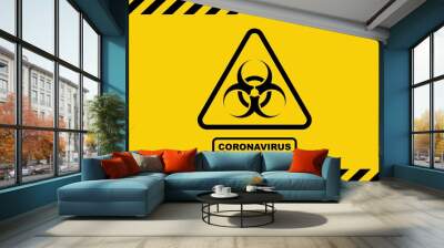 Coronavirus warning sign in a triangle. Global epidemic of SARS-CoV-2 Covid-19. Vector illustration Wall mural