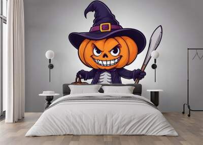 Halloween pumpkin image vector for t-shirt design Wall mural