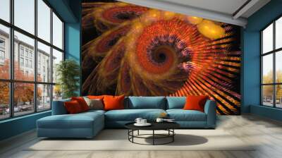 an orange spiral with yellow balls Wall mural