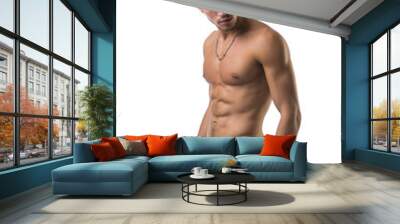 Handsome, fit young man in underwear isolated on white Wall mural