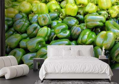 Green peppers on a Greek market stall Wall mural