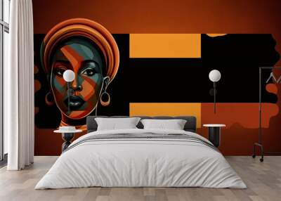 illustration of african american woman for banner, promoting black history month event. Generative AI Wall mural