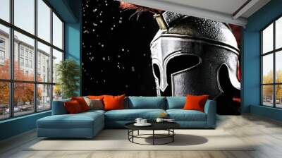 Trojan or Spartan helmet with rain Wall mural