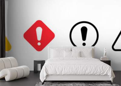 Caution alarm set. Caution warning signs set. Attention vector icon, yellow, red and black fatal error message element. Vector EPS 10 Wall mural