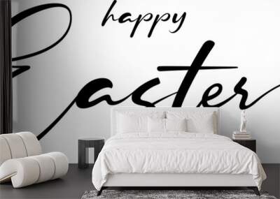 Happy Easter vector calligraphy text. Happy Easter greeting card. Modern Handwritten type on transparent background. PNG image Wall mural