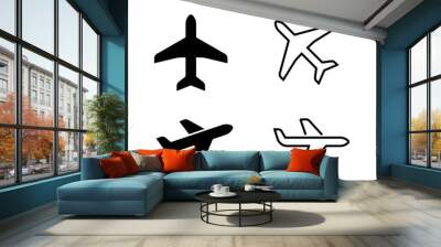 Plane icon set. Flight transport symbol. Airplane icon vector. Travel flat illustration. Travel symbol. Vector EPS 10 Wall mural