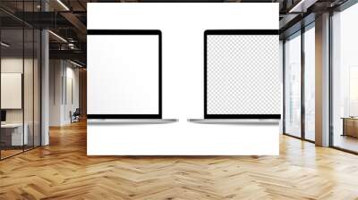 Realistic laptop mockups on isolated background. Vector set of laptop with blank and transparent screen, silver design. Vector EPS 10 Wall mural