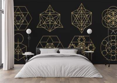 Set of abstract sacred geometry symbols. Magic symbol collection on isolated background. Vector EPS 10 Wall mural