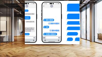 smartphone chatting interface. message bubbles. sms template bubbles for compose dialogues. phone ch Wall mural