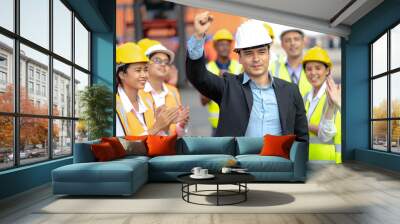 Professional Business People or Engineer Success congratulated success after construction project complete with success, Engineering heavy industry concept. Wall mural