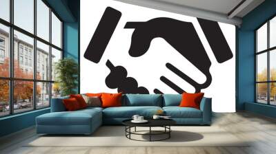 Business handshake icon, black outline style. Wall mural