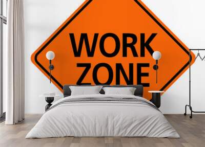 Traffic signs warning of construction work zones. Wall mural