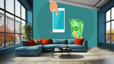 Business hands buying A Smart Phone - vector illustration. Wall mural