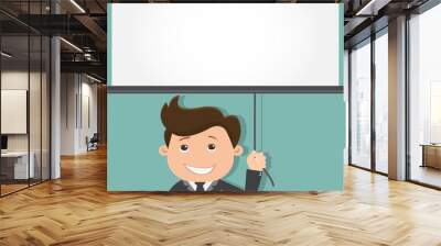 Business man with a board over his head - vector illustration Wall mural