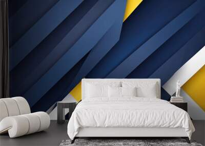 Modern dark blue geometric diagonal lines gradient background  Wall mural